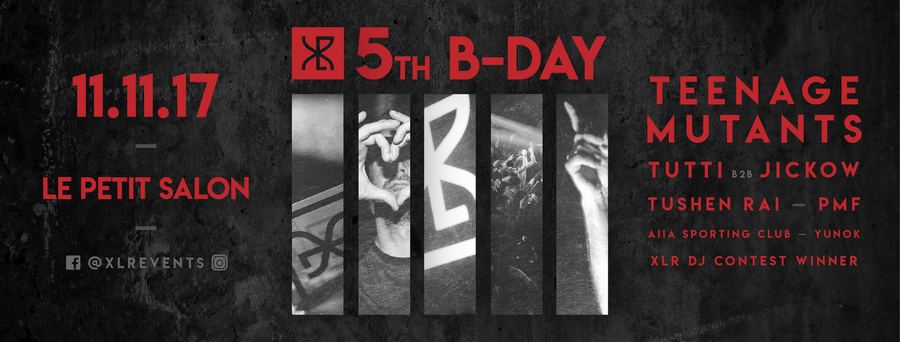 Flyer XLR 5th B-Day au Petit Salon, Lyon, 2017